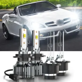 L2-h7 Chusyyray D2s Led Headlight Bulb 4x H7 Hi Lo Beam 6500k For Mercedes-benz Slk300 2009-2011