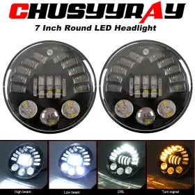 Zcyd7012 Chusyyray 7 Inch Led Headlights Round High Low Beam Drl Fit 1970-1991 Mitsubishi Montero