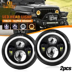 Colight 653945818157 Pair 7 Inch Round Led Headlights Halo Angel Eyes For Jeep Wrangler Jk Lj Tj Cj