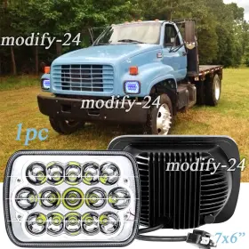 76blue102 Colight Fit Gmc Safari C6500 C7500 Topkick 5x7 7x6 Inch Led Headlight Hi/lo Blue Drl Beam H4