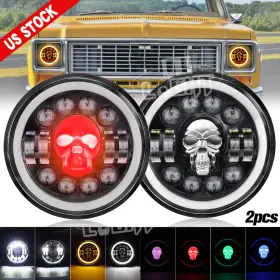 Colight 971395742681 Dot 7 Inch Led Headlight Rgb Skull High Low Beam Drl For Chevy G10 G20 C10 C20