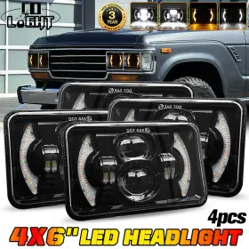 Aut5f0402 Colight 4x 4x6 Led Square Headlight Hi/lo Sealed Beam For Toyota Land Cruiser 88 1989 90