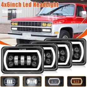 Colight H4656 H4651 H4666 168mm 108mm 4pcs 4x6 Inch Led Headlights Hi/lo Sealed Beam For Gmc V2500 Suburban 1989-1991 Colight H4656 H4651 H4666 168mm 108mm 4pcs 4x6 Inch Led Headlights Hi/lo Sealed Beam For Gmc V2500 Suburban 1989-1991