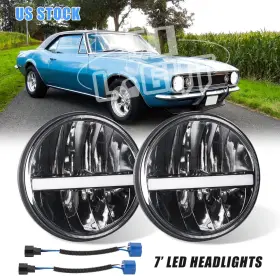 J004a-dp Colight Pair 7 Inch Round Led Halo Headlights Turn Signal For Chevy Camaro Truck C10 G10