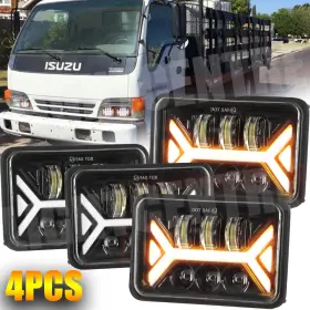 T001x-158 Colight 4pcs 4x6ftft Led Headlights Hi/lo Beam Turn Signal Drl For Isuzu Nqr Npr Npr-hd