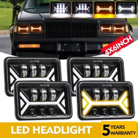 T001x Colight 4x For Chevrolet Camaro Rs 1982-92 4x6 Inch Led Halo Headlights Hi/lo Beam With Drl