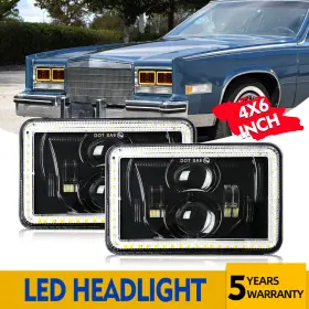 T001zq2168 Colight 4x6 Inch Led Headlights Hi/lo Beam With Turn Signal For Cadillac Fleetwood Deville