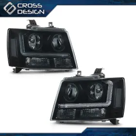 Big20241204-01 Crossdesign Fit For 07-14 Chevy Tahoe Suburban Headlights Lamps Left And Right Smoke / Black