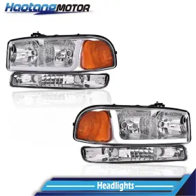 Big20260310-18 Crossdesign Fit For 1999-2007 Gmc Sierra Yukon Clear Led Drl Headlights With Bumper Lamps 4pcs