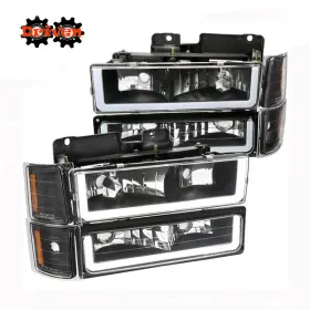 D-spec Chevy C10 C15 Suburban Tahoe Truck Headlights Turn Signal Corners Black Led Drl U