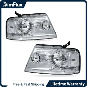 Df-hl-050-ch-m2 Dimflux Headlight For 04-08 F150 06-08 Lincoln Lt Clear Reflector Chrome Housing