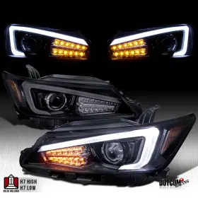 81130-21200 Dotcomracing Black Smoke Fit 2011-2013 Scion Projector Headlight Led Signal Lamps Left Right
