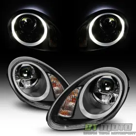 Po2502117 Dtmoto Black 2005-2008 Porsche Boxster 987 Cayman Hid Type Led Drl Projector Headlights