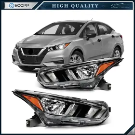 Ec845383p01 Eccpp Halogen Type Headlights Assembly For Nissan Versa S Sv 2020-2024 Set