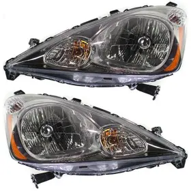 10958250 Evan-fischer Headlight Assembly Set For 2009 2010 2011 Honda Fit Left Right Chrome With Bulb