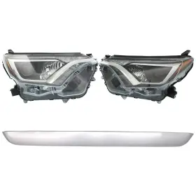 17203034 Evan-fischer Headlight Kit For 2016 Toyota Rav4 Lh Rh Halogen Lens And Housing With Bumper Trims