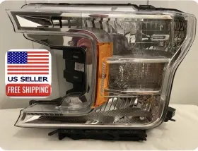 Jl3z13008ad Ford 2018-2020 F150 Left Side Headlight Halogen Chrome Bezel Oem Lh With Bracket