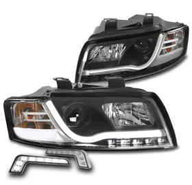 Au2502113 Gadgetgeekgo For 2002-2005 Audi A4 B6 Led Tube Projector Black Headlights Headlamps With Drl New