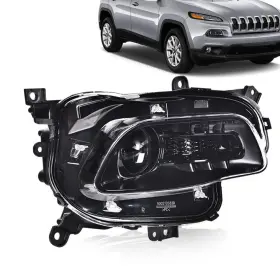 Goneparts0710-151 Goneparts Black Projector Headlight Fit For 14-18 Jeep Cherokee Right Passenger Side