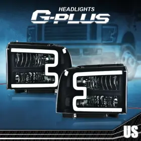 Gpl115233 Gplusmotor Fit For 05-07 Ford F250 F350 Super Duty Smoked Lens Led Drl Headlights Pair Gpl115233 Gplusmotor Fit For 05-07 Ford F250 F350 Super Duty Smoked Lens Led Drl Headlights Pair