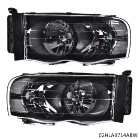 E-02hla3714abw Grandorange Clear Black Headlights Headlamps Pair Fit For 2002-05 Dodge Ram 1500 2500 3500