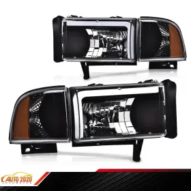 E-02hla3716bbk Grandorange Led Drl Headlight Lamps Black Fit For 1994-2002 Dodge Ram 1500 2500 3500 Pickup