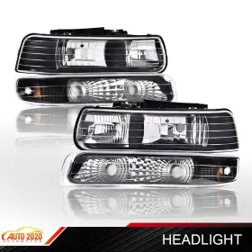 E-02hla4531abk Grandorange Chrome Corner Headlights Signal Bumper Lamp Fit For 1999-2002 Chevy Silverado