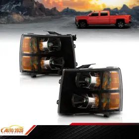 E-02hla4537bbk Grandorange Led Drl Headlights Lamp Black Housing Amber Corner Fit For 07-14 Chevy Silverado E-02hla4537bbk Grandorange Led Drl Headlights Lamp Black Housing Amber Corner Fit For 07-14 Chevy Silverado