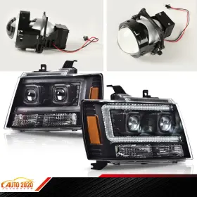 E-02hla4539cbk Grandorange Fit For 2007-2014 Chevy Tahoe Suburban Avalanche Black Led Drl Headlight Lamps