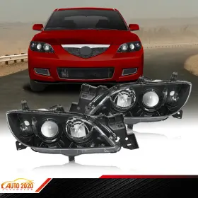 Gd101207 Grandorange Headlights Set Black Housing Clear Corner Left And Right Fit For 2004-2009 Mazda 3