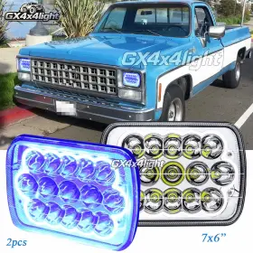7x6blue209c10 Gx4x4light Pair 7x6 Inch Led Headlights Hi/low Blue Drl Fit Chevrolet C10 C20 C30 K10 K20 K30