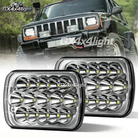 At0023117 Gx4x4light Fit Jeep 84-2001 Cherokee Xj 86-1995 Wrangler Chrome 5x7 Inch 7x6 Led Headlight Pair