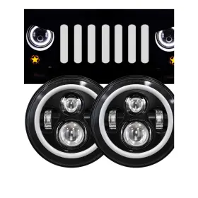 Gx881wy1 Gxenogo 7 Inch Led Halo Headlights With Turn Signal Amber White For Jeep