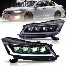 Hc-acd-6037 Hcmotionz Led Headlights For Honda Accord 2008-2012 Drl Start Up Animation 4 Lens 2pcs