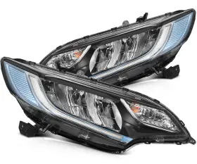 Hd126424a02 Hdautoworld Headlight Assembly Set For Honda Fit 1.5l 2015-2020 Black Housing Halogen