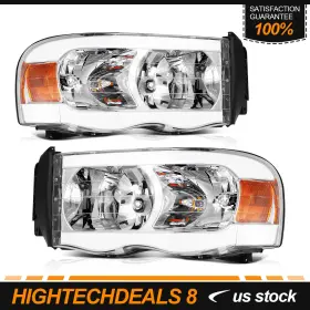 Ht169585s01 Hightechde Headlamps For 2002-2005 Dodge Ram Headlights Assembly Front Light Left Right