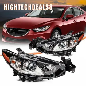 High129035g01 Hightechdeals8 Headlights Assembly For 2014-2017 Mazda 6 Black Housing Headlmaps Left Right New
