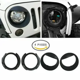 Hooke Road 725576623681 Headlight Mount Bracket Ring Eyebrow Cover Fit 07-15 Jeep Wrangler Jk Hooke Road 725576623681 Headlight Mount Bracket Ring Eyebrow Cover Fit 07-15 Jeep Wrangler Jk