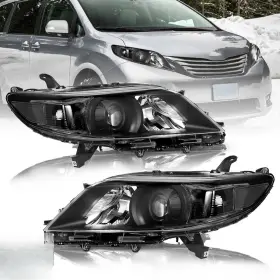 To2502207 Igniteparts Oem#to2502207 For 2011-2020 Toyota Sienna Halogen Projector Black Headlights Lamps Pair