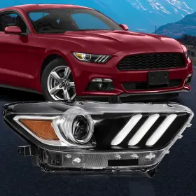 Im12827501rts Imcarparts Black Clear For 2015 2016 2017 Ford Mustang Headlight Assembly Rh Right Side