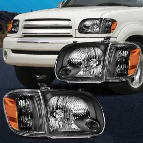 Im16010901m Imcarparts Pair Headlights Assembly Black Fits 2005-2006 Toyota Tundra Lh Rh Side