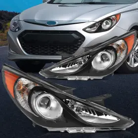 Im16025301p Imcarparts For Hyundai Sonata 2011-2014 Black Housing Headlights Assembly Pair Headlamps