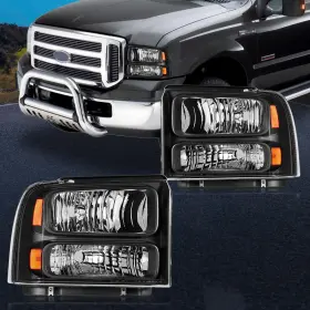 Im16134101rts Imcarparts Headlights Assembly Clear Black Pair For 2005-2007 Ford F250 F350 F450