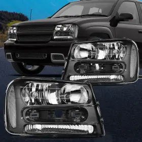 Im16214401p Imcarparts Fits 2002-2009 Chevy Trailblazer Front Black Housing Headlights Assembly Lamps Im16214401p Imcarparts Fits 2002-2009 Chevy Trailblazer Front Black Housing Headlights Assembly Lamps