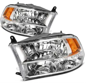 Im16589301m Imcarparts Pair Headlights Assembly Chrome Fits 2009-2010 Dodge Ram 1500 Lh Rh Side