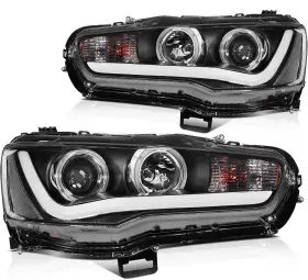 Im80021901rts Imcarparts Fits 2008-2017 Mitsubishi Lancer/evo Lh Rh Side Black Clear Headlights Assembly