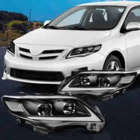 Im80022301m Imcarparts Pair Headlights Assembly Black Fits 2011-2013 Toyota For Corolla Lh Rh Side