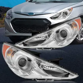 Imca160254001rts Imcarparts For 2011-2014 Hyundai Sonata Lh Rh Side Pair Headlights Assembly Chrome Clear