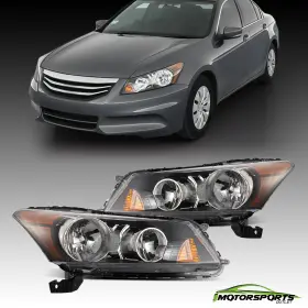 Ahl-gl-ha08-b-a Imotorsportoutlet For 2008-2012 Honda Accord 4dr Sedan Black Headlights Oe Replacement Left Right