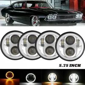 Ironwalls C1 C2 4x Chrome 5 3/4 Inch 5.75 Projector Led Headlight Sealed Beam Angel Eyes Amber Drl Ironwalls C1 C2 4x Chrome 5 3/4 Inch 5.75 Projector Led Headlight Sealed Beam Angel Eyes Amber Drl